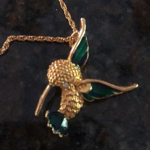 Hummingbird Necklace Gold tone - Picture 1 of 3